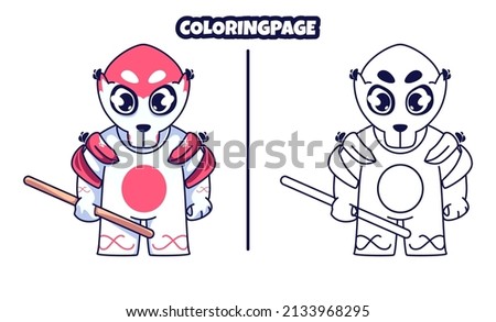 Cute monster knight with coloring pages suitable for kids