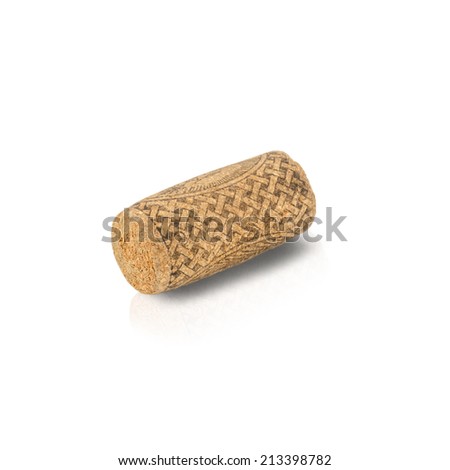 Wine cork with grape. Isolated on white