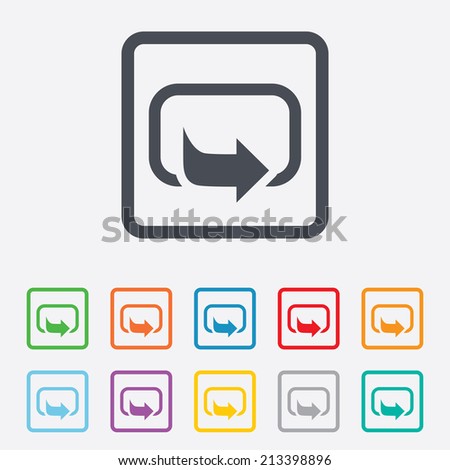 Action sign icon. Share symbol. Round squares buttons with frame. Vector