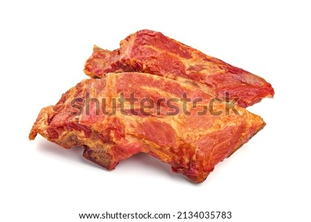 Smoked ribs, isolated on white background. High resolution image