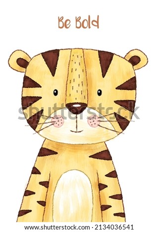 Tiger - Cute Baby Animal Colorful Digital Art for Baby Gifts - Baby Room, Nursery, School, Class, Day-care Center, Mother Room Decor -  Pregnant Mom Gift, etc.  
