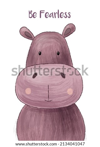Hippo - Cute Baby Animal Colorful Digital Art for Baby Gifts - Baby Room, Nursery, School, Class, Day-care Center, Mother Room Decor -  Pregnant Mom Gift, etc.