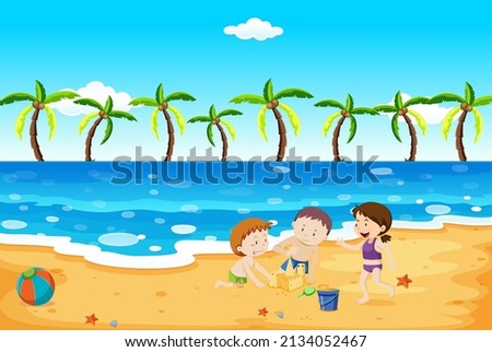 Scene with people on the beach illustration
