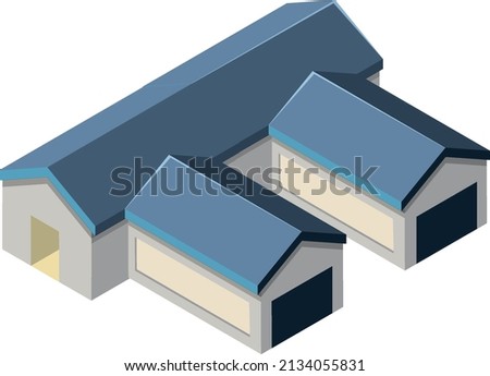 Isometric industrial building on white background illustration