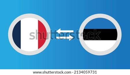 round icons with France and Estonia flag exchange rate concept graphic element Illustration template design
