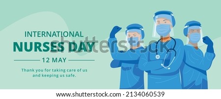 International nurses day,  Illustration of nurses characters wearing masks. Vector Royalty-Free Stock Photo #2134060539