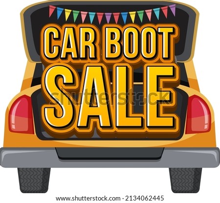 Car boot sale typography design illustration
