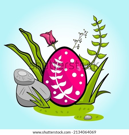 Easter eggs in the grass.  It's a vector image.