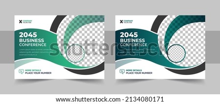 Corporate horizontal business conference flyer template. Horizontal Business Conference brochure flyer design layout template in A4 size, with nice background, vector eps10