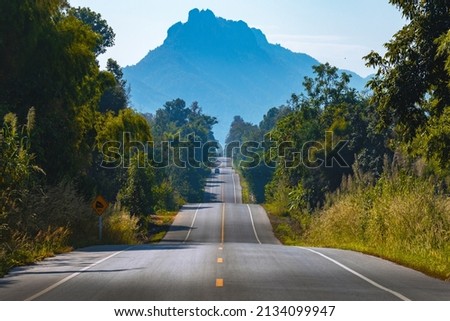 View of road over top of mountain at Lampang, Thailand. Royalty-Free Stock Photo #2134099947