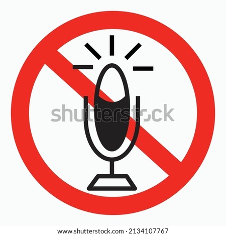 No microphone. No sound. Music ban. The microphone is off. Shopping cart isolated minimal single flat linear icon for application and info-graphic. Commercial line vector icon.