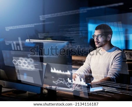 Sifting through streams of data. Cropped shot of a male computer programmer working on new code.
