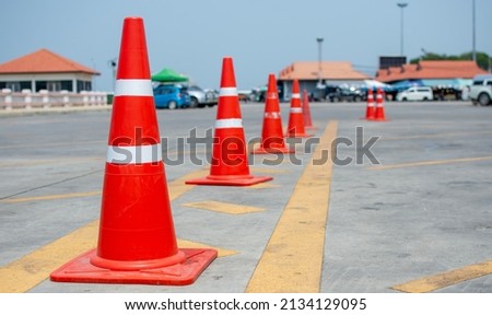 Traffic cones are placed on the road.