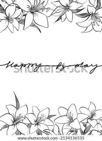 Vector card with lovely lilies. Happy b-day template