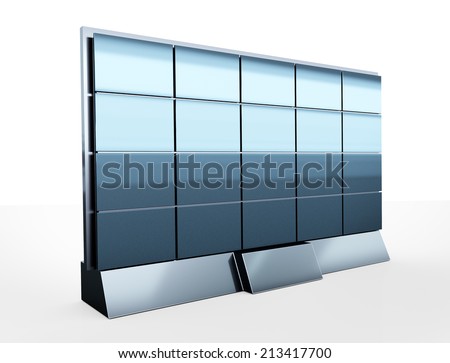 Display wall with blank screens. View from front