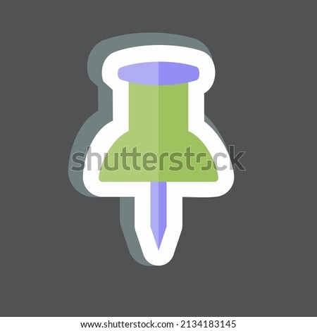 Thumb Pin Sticker in trendy isolated on black background