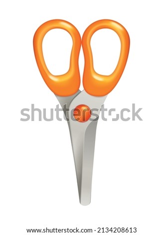 Stationery realistic composition with isolated image of scissors on blank background vector illustration