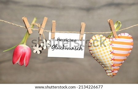 Birthday greeting card on wooden background