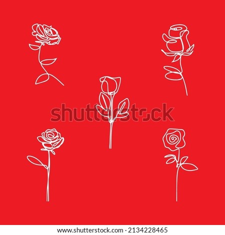 Illustration vector of line art white rose