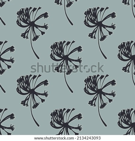 Seamless pattern from silhouettes of fluffy flowers.