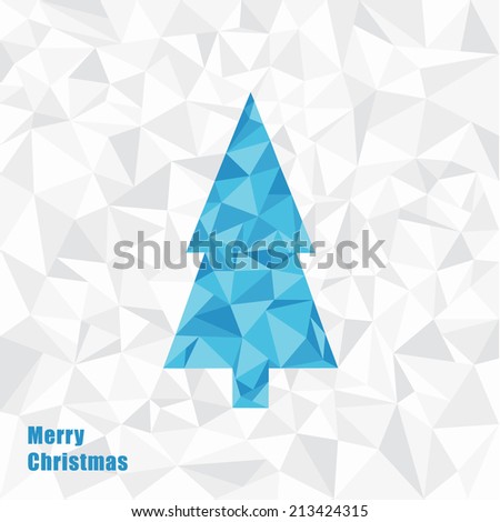 Vector Christmas illustration. Triangle Christmas tree. Fractal square background with place for your content. Neutral Christmas card.