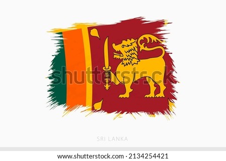 Grunge flag of Sri Lanka, vector abstract grunge brushed flag of Sri Lanka on gray background.