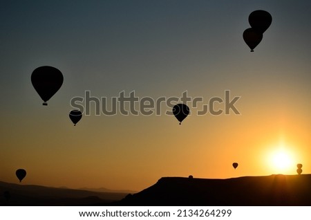 silhouette in Cappadocia with hot Air balloon in the 2020