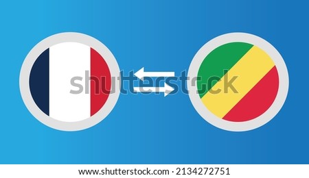 round icons with France and Republic of the Congo flag exchange rate concept graphic element Illustration template design
