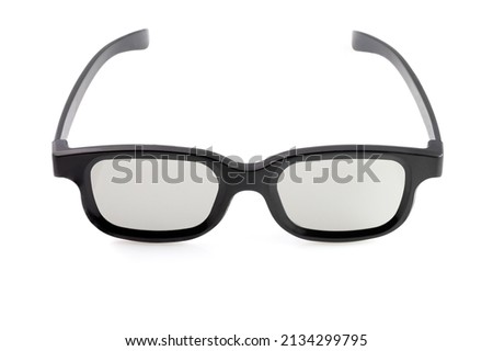 Plastic 3D glasses isolated on white background. Close up