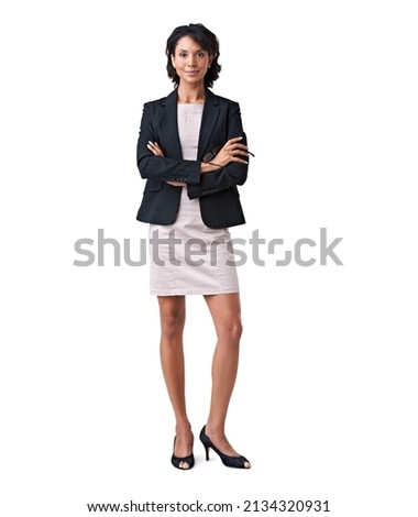 Shes ready to do business. Studio portrait of a successful businesswoman posing against a white background. Royalty-Free Stock Photo #2134320931