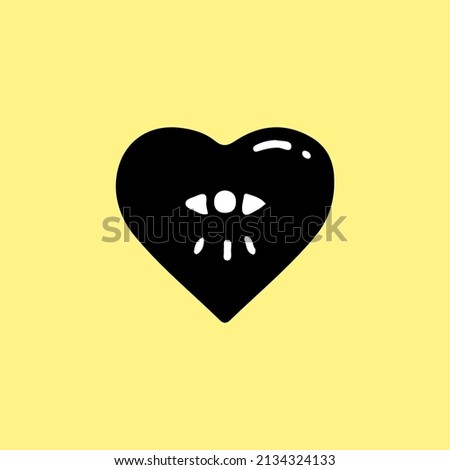 Hipster heart sign with one eyes, illustration for t-shirt, street wear, sticker, or apparel merchandise. With doodle, retro, and cartoon style.