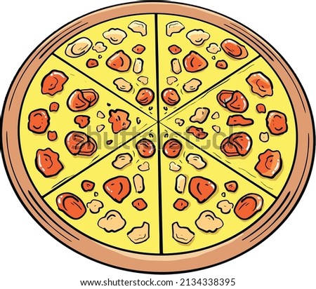 a vector illustration of a delicious pizza