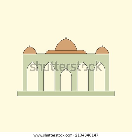 Islamic mosque building flat illustration