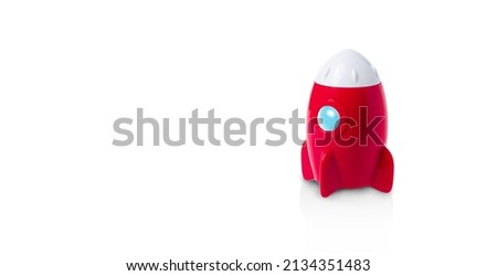 Red rocket on white background,  new rocket business idea wating for take off  for success concept