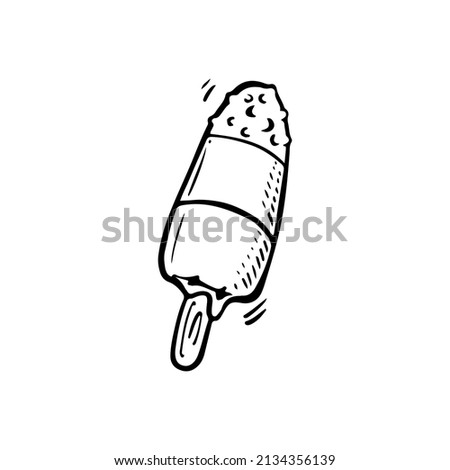 Doodle ice cream illustration. Hand drawn summer icon