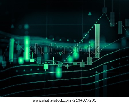 Candlestick graph chart of stock and forex market to represent the revenue growth. the stock market crashed from covid19 and war, and waiting for reverse trend to investing in growth stocks. Royalty-Free Stock Photo #2134377201