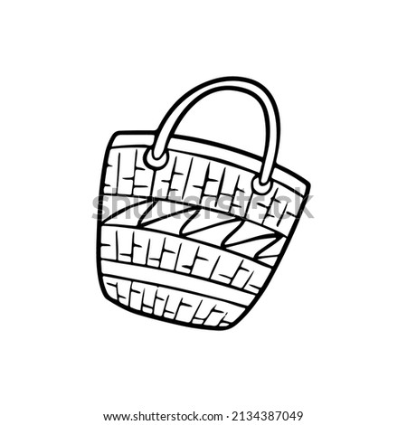 Doodle beach bag illustration. Hand drawn summer and travel icon