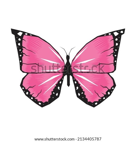 Pink Butterfly On White Background Vector Illustration