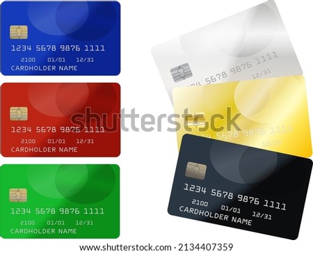 Credit card, set of colors by rank