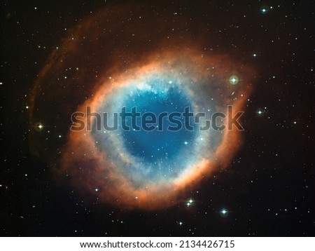 Planetary nebula Helix NGC 7293. Elements of this picture furnished by ESO Royalty-Free Stock Photo #2134426715
