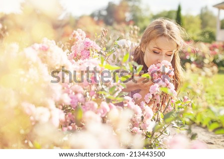 smell of the flower Royalty-Free Stock Photo #213443500