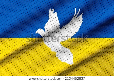 White dove shape on Ukraina flag