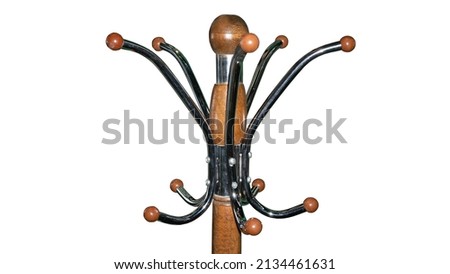 Dress hanger. coat rack. Steel hanger with wooden ends. Isolated from a white background.