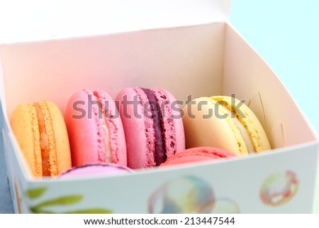 Macarons in white box