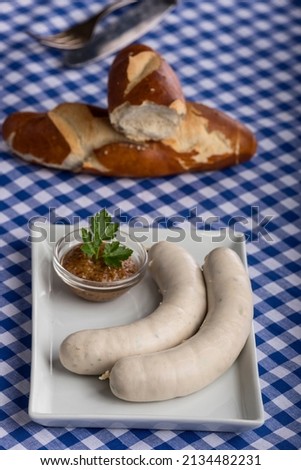 bavarian white sausages on a plate