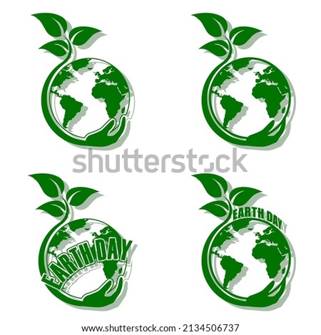 Earth day Vector logo. an illustration of a logo with the concept of "a plant that has hands, and holds the earth".
