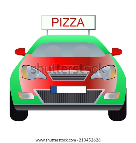 Vector illustration of pizza delivery car