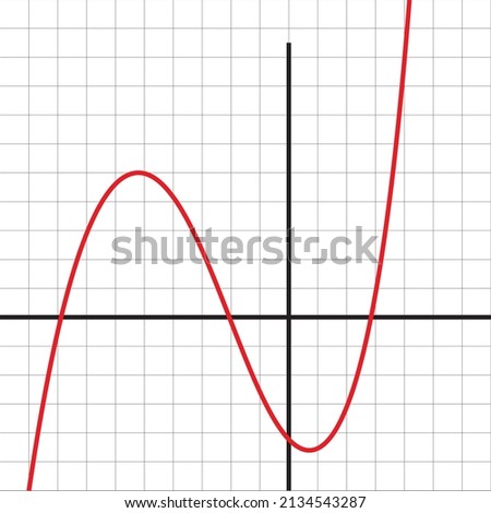 THE GRAPH OF POLYNOMIAL FUNCTION OF DEGREE 3 VECTOR ILLUSTRATION DESIGN FOR MATH  Royalty-Free Stock Photo #2134543287