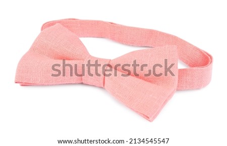 Stylish pink bow tie isolated on white