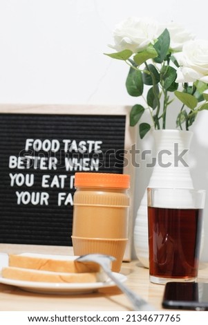 Peanut Butter Breakfast Meal with Quotes Product Photography